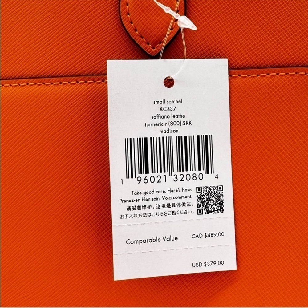Kate Spade Madison Saffiano Leather
Small Satchel Bag Orange/Gold - Picture 10 of 10